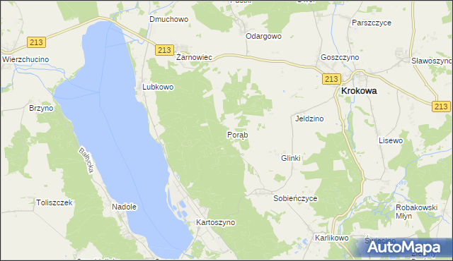 mapa Porąb gmina Krokowa, Porąb gmina Krokowa na mapie Targeo