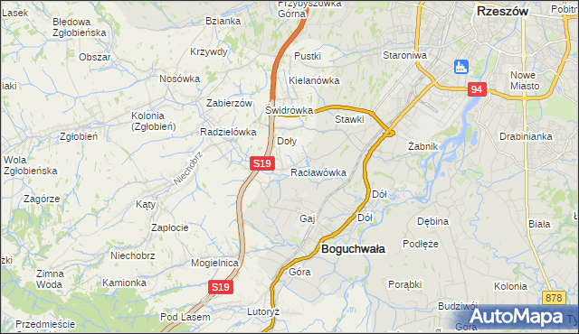 mapa Racławówka, Racławówka na mapie Targeo