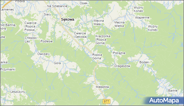 mapa Ropica Górna, Ropica Górna na mapie Targeo