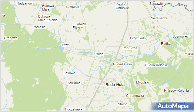 mapa Ruda-Kolonia gmina Ruda-Huta, Ruda-Kolonia gmina Ruda-Huta na mapie Targeo