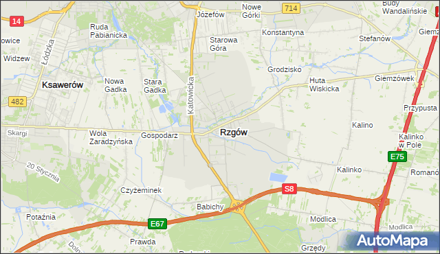mapa Rzgów powiat łódzki wschodni, Rzgów powiat łódzki wschodni na mapie Targeo
