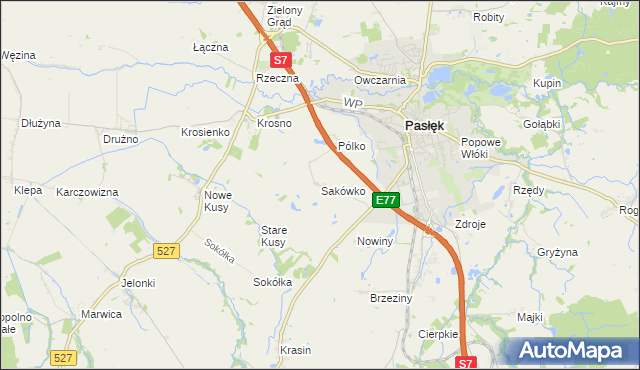 mapa Sakówko, Sakówko na mapie Targeo