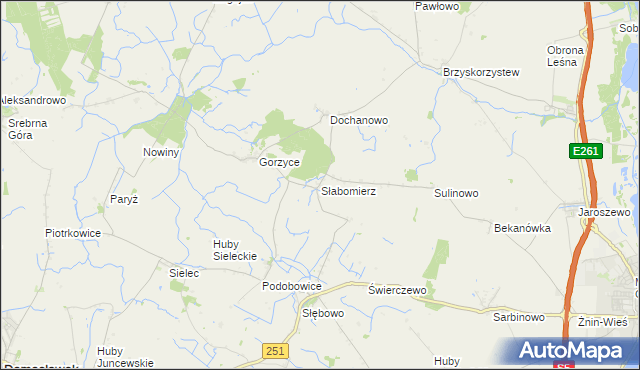 mapa Słabomierz gmina Żnin, Słabomierz gmina Żnin na mapie Targeo