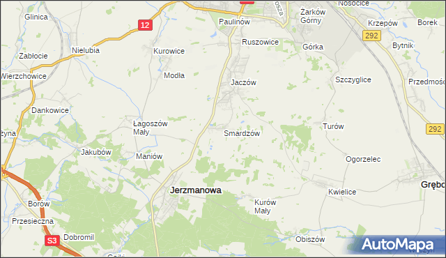 mapa Smardzów gmina Jerzmanowa, Smardzów gmina Jerzmanowa na mapie Targeo