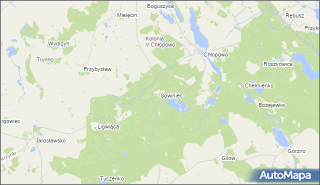 mapa Sowiniec gmina Krzęcin, Sowiniec gmina Krzęcin na mapie Targeo