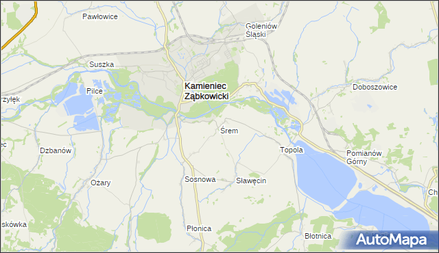 mapa Śrem gmina Kamieniec Ząbkowicki, Śrem gmina Kamieniec Ząbkowicki na mapie Targeo