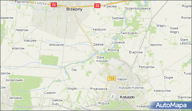 mapa Stare Koluszki, Stare Koluszki na mapie Targeo