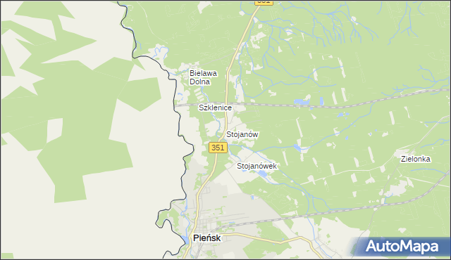 mapa Stojanów gmina Pieńsk, Stojanów gmina Pieńsk na mapie Targeo