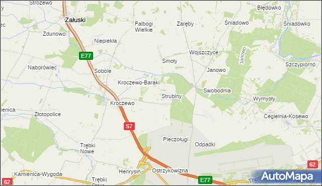 mapa Strubiny gmina Zakroczym, Strubiny gmina Zakroczym na mapie Targeo