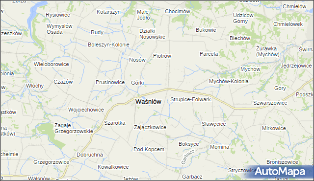mapa Strupice gmina Waśniów, Strupice gmina Waśniów na mapie Targeo