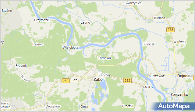 mapa Tarnawa gmina Zabór, Tarnawa gmina Zabór na mapie Targeo