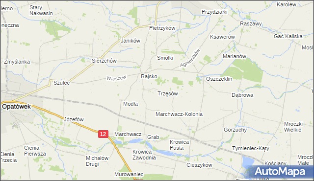 mapa Trzęsów gmina Szczytniki, Trzęsów gmina Szczytniki na mapie Targeo