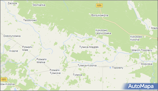 mapa Tylwica-Majątek, Tylwica-Majątek na mapie Targeo