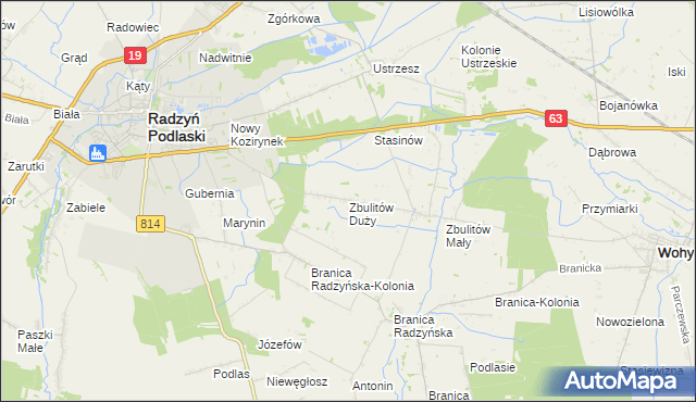 mapa Zbulitów Duży, Zbulitów Duży na mapie Targeo