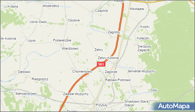 mapa Żebry-Kolonia gmina Śniadowo, Żebry-Kolonia gmina Śniadowo na mapie Targeo