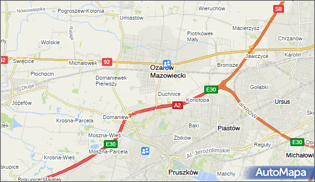 mapa Duchnice, Duchnice na mapie Targeo