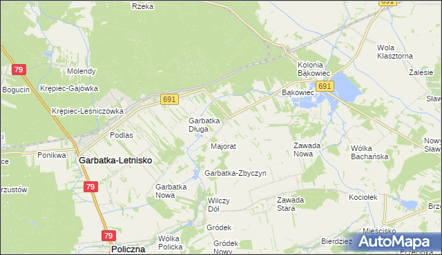 mapa Garbatka-Dziewiątka, Garbatka-Dziewiątka na mapie Targeo