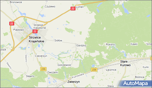 mapa Gardzko, Gardzko na mapie Targeo