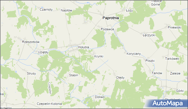 mapa Krynki gmina Paprotnia, Krynki gmina Paprotnia na mapie Targeo