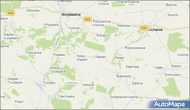 mapa Majdan gmina Wojsławice, Majdan gmina Wojsławice na mapie Targeo