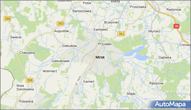 mapa Mirsk, Mirsk na mapie Targeo