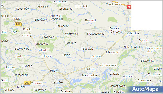 mapa Niegowić, Niegowić na mapie Targeo