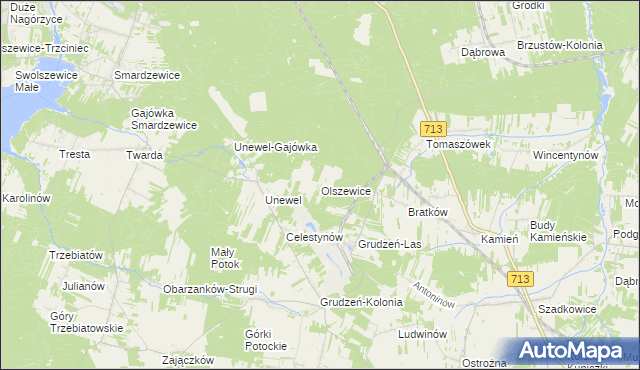 mapa Olszewice gmina Sławno, Olszewice gmina Sławno na mapie Targeo