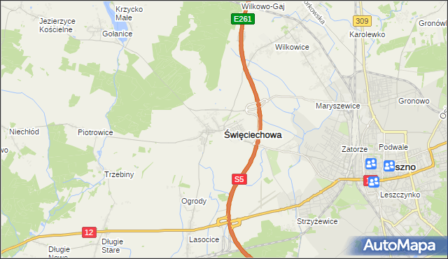 mapa Święciechowa, Święciechowa na mapie Targeo