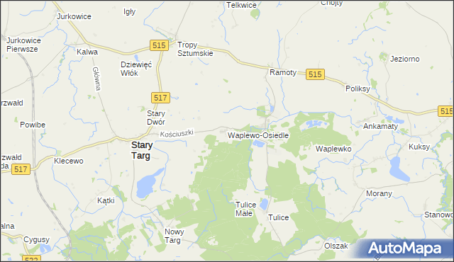 mapa Waplewo-Osiedle, Waplewo-Osiedle na mapie Targeo