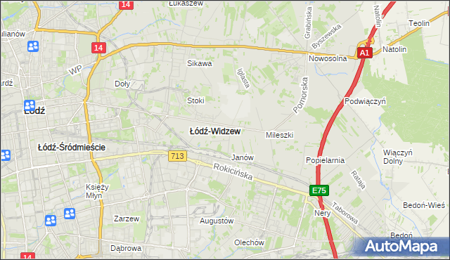 mapa Widzew, Widzew na mapie Targeo