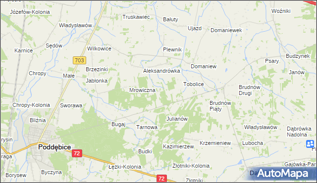 mapa Antoniew gmina Dalików, Antoniew gmina Dalików na mapie Targeo