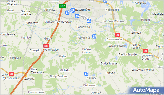 mapa Badów Górny, Badów Górny na mapie Targeo