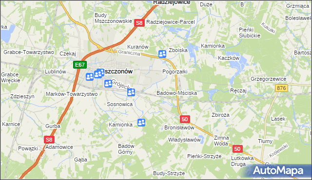 mapa Badowo-Mściska, Badowo-Mściska na mapie Targeo