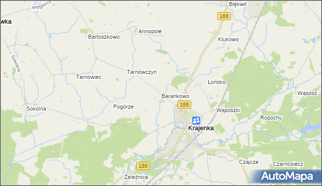 mapa Barankowo, Barankowo na mapie Targeo