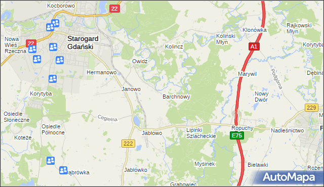 mapa Barchnowy, Barchnowy na mapie Targeo