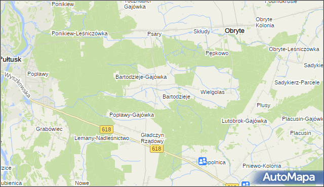 mapa Bartodzieje gmina Obryte, Bartodzieje gmina Obryte na mapie Targeo