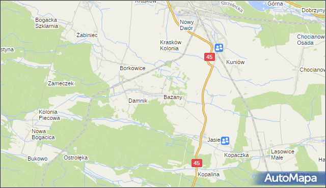 mapa Bażany, Bażany na mapie Targeo