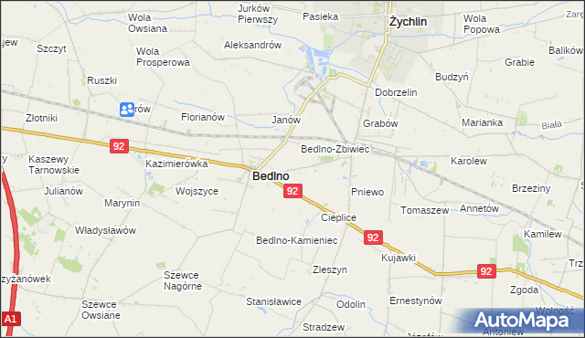 mapa Bedlno-Wieś, Bedlno-Wieś na mapie Targeo