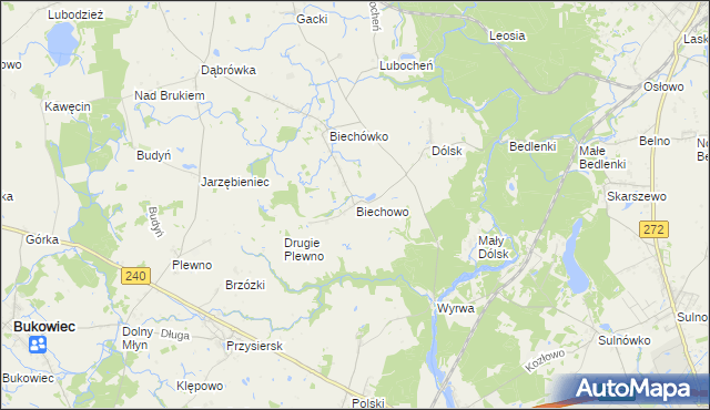 mapa Biechowo gmina Drzycim, Biechowo gmina Drzycim na mapie Targeo