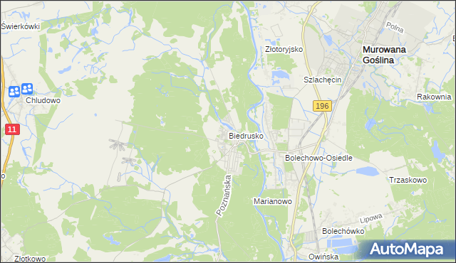 mapa Biedrusko, Biedrusko na mapie Targeo