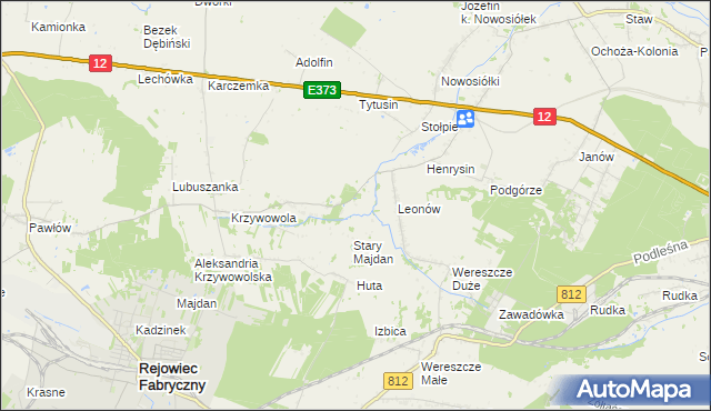mapa Bieniów gmina Rejowiec, Bieniów gmina Rejowiec na mapie Targeo