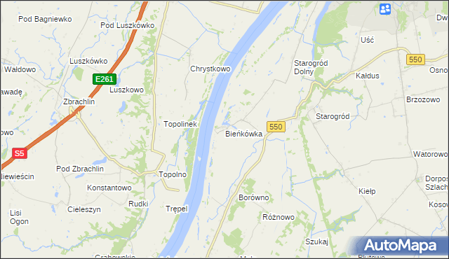 mapa Bieńkówka gmina Chełmno, Bieńkówka gmina Chełmno na mapie Targeo