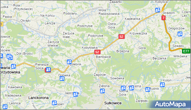 mapa Biertowice, Biertowice na mapie Targeo