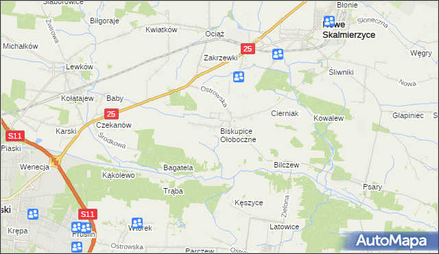 mapa Biskupice Ołoboczne, Biskupice Ołoboczne na mapie Targeo