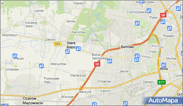 mapa Blizne Jasińskiego, Blizne Jasińskiego na mapie Targeo