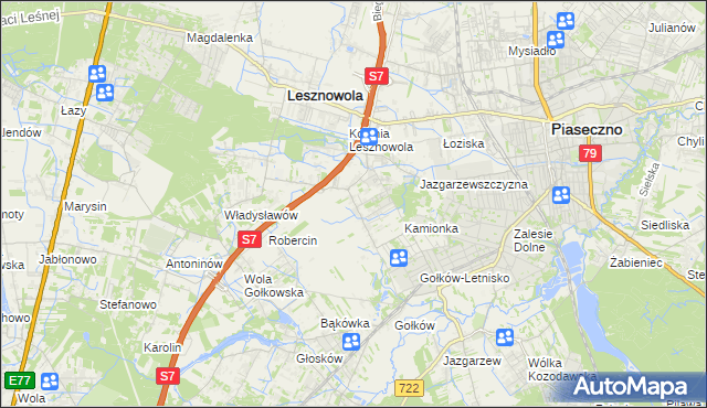 mapa Bobrowiec gmina Piaseczno, Bobrowiec gmina Piaseczno na mapie Targeo