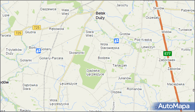 mapa Bodzew, Bodzew na mapie Targeo