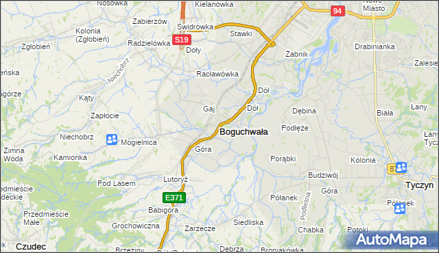 mapa Boguchwała powiat rzeszowski, Boguchwała powiat rzeszowski na mapie Targeo