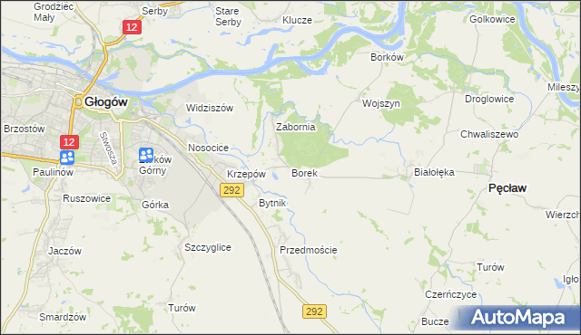 mapa Borek gmina Głogów, Borek gmina Głogów na mapie Targeo