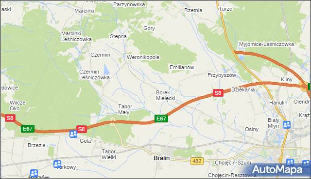 mapa Borek Mielęcki, Borek Mielęcki na mapie Targeo